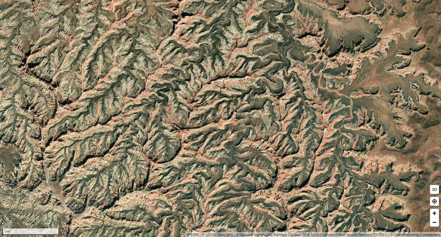 峡谷地国家公园的卫星图像