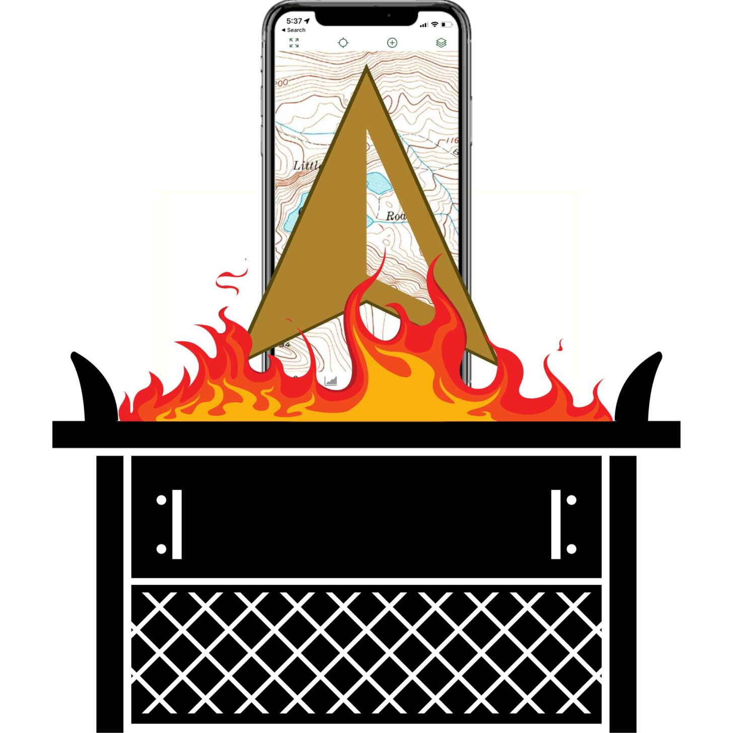 祭坛着火，智能手机和GPS定位图标